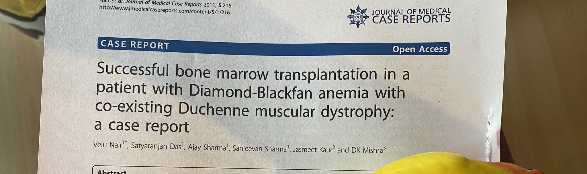 Successful bone marrow transplantation in a patient with Diamond-Blackfan anemia with co-existing Duchenne muscular dystrophy: a case report